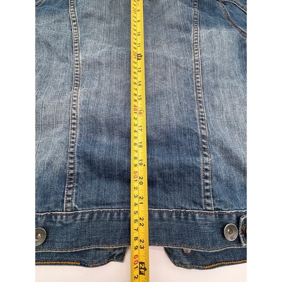 Red Camel Men's Distressed Denim Trucker Jacket - Size M - Faded Jean Jacket - Picture 9 of 11